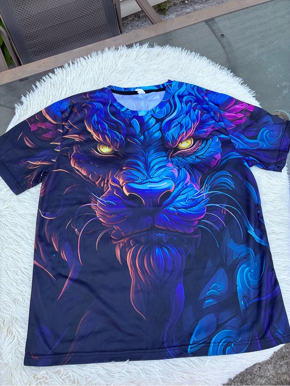 Blue Graphic Polyester Top - XL for mens size XL run Large